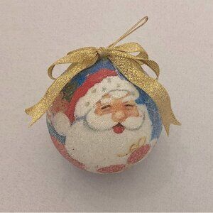 Vintage Shiny Beaded Santa Clause Ball Christmas Ornament
